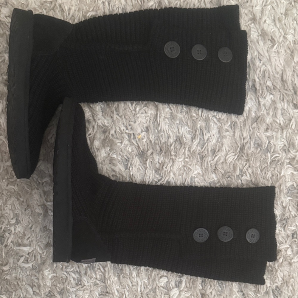 UGG Black Knit Button Boots